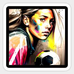 Soccer Girl Graffiti Art Splash Paint Sticker